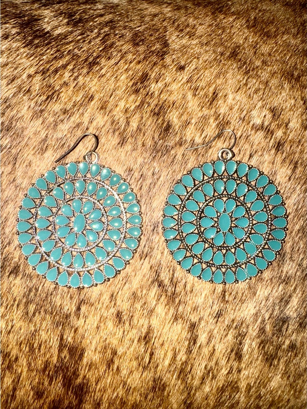 Turquoise Floral Filigree Drop Earrings
